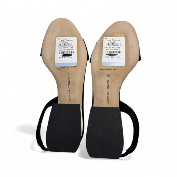 Manolo Blahnik Paclessa Black Suede Slingback Sandals Size 6 NWT